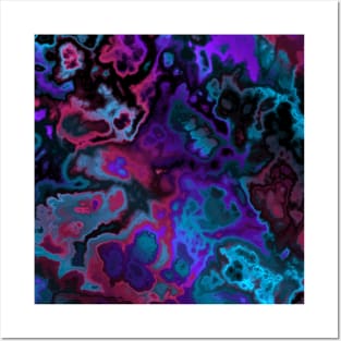 purple turquoise pink and black abstract Posters and Art